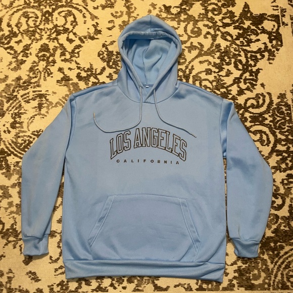 Graphic Comfortable Mens Los Angeles Baby Blue Thermal Lined Hoodie - Picture 3 of 3